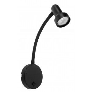 Bright Star Lighting - Metal Wall Bracket with Switch and Flexible Rubber Arm - Black