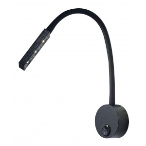 Bright Star Lighting - 3x1 Watt LED Bedside Wall Light Fitting With Flexible Rubber Arm and Switch - Black