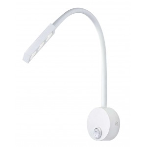 Bright Star Lighting - 3x1 Watt LED Bedside Wall Light Fitting With Flexible Rubber Arm and Switch - White