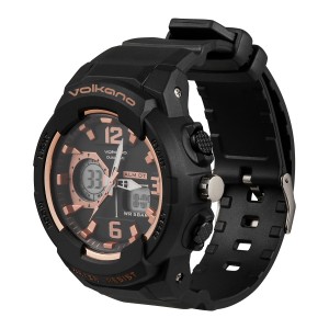 Volkano Session Series Sports Watch - Black with Rose Gold