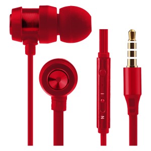 Volkano Alloy Series Earphones- with Mic - Solid Red