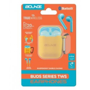 Bounce Buds Series True Wireless Earphones with Silicone Accessories - Blue/Orange