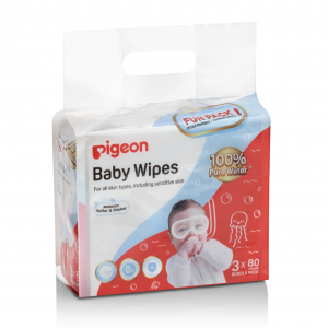 Pigeon - Baby Wipes 80's 100% H2o 3-In-1 Pack