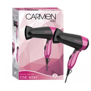 Carmen Paris 1935 Ionic Travel Hairdryer - 1600W - Pink