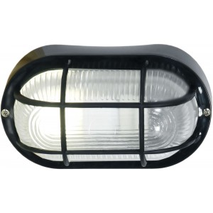 Bright Star Lighting - Outdoor Oval PVC Bulkhead with Grid - Black