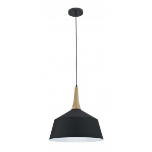 Bright Star Lighting - Metal and Wood Pendant - Black
