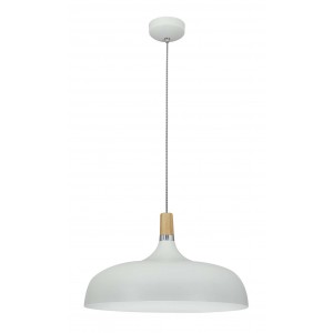 Bright Star Lighting - Metal and Wood Pendant - White