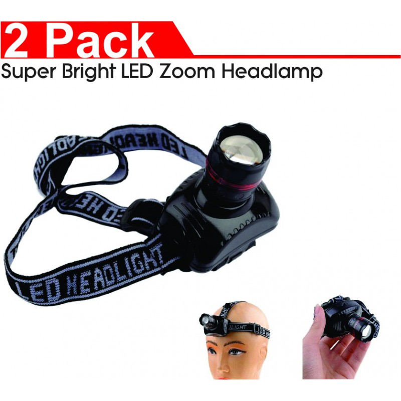 Super Bright LED Zoom Headlamp (2- Pack) 