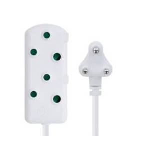 Switched Light Duty SBS Extension Leads 2 x 10A Socket - 10m - White