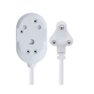 Switched Light Duty BTB Extension Leads 2 x 16A Socket - 5m - White