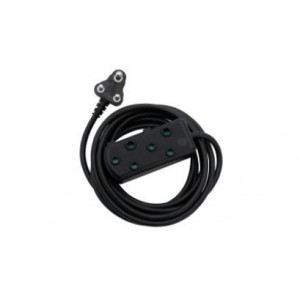 Switched Light Duty SBS Extension Leads 2 x 10A Socket - 5m - Black