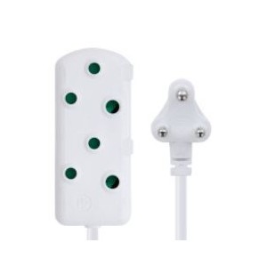 Switched Light Duty SBS Extension Leads 2 x 10A Socket - 5m - White