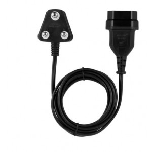 Switched Easy Cable Extender SA 3Pin to 2Pin Euro Socket - 2M - Black