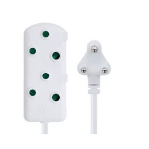 Switched Heavy Duty SBS Extension Leads 2 x 16A Socket - 5m - White