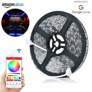 5m Wifi Smart LED Strip Light kit with DC12V Power Supply - alexa/google home enabled