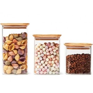 Fine Living Pristine Bamboo Lid Glass Jar - M