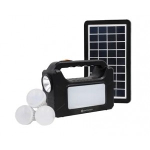 Switched Power Station- Rechargeable- USB Phone Charging with Solar Panel  - Black