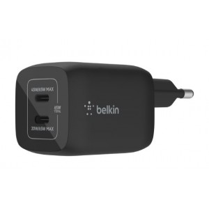 Belkin BoostCharge Pro Dual Port USB-C GaN Mains Charger with PPS Technology (65W) - Black