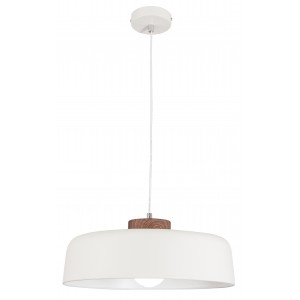 Wide Round Metal Pendant With Wood Accent