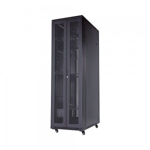 LinkQnet 42U Floor Standing Cabinet with Double Mesh Front Doors - 1.2m Deep