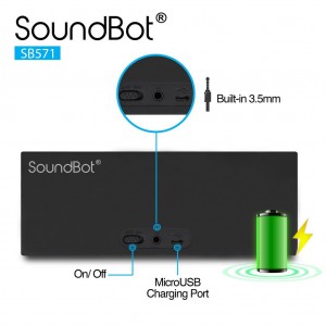 SoundBot SB571 Bluetooth Wireless Speaker - Portable Speakerphone For Music Streaming & Handsfree Calling