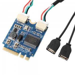 JMT Riser Card - M.2 NGFF Key A-E to Dual USB2.0 Extension Cable Card