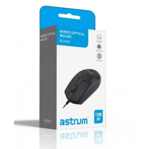 Astrum MU080 Wired USB Optical Mouse - Black