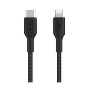 Belkin BoostCharge USB-C Braided Cable with Lightning Connector- 2m - Black