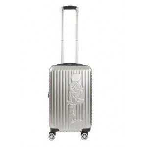 FUL - Disney - Mickey Mouse Luggage Spinner Suitcase - 56cm Striped Silver