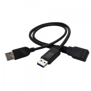 USB 3.0 Type A Female to Dual USB Male Y-Cable (35cm)