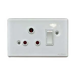 SWITCH WALL SOCKET SINGLE4X2 (Steel cover white)