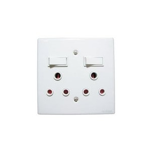 SWITCHED WALL SOCKET -2x16amp 4X4 (steel cover)