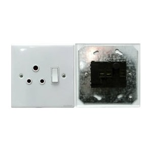 SWITCH WALL SOCKET SINGLE4X4-(Steel cover white)
