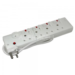 9-Way Multiplug - with 4 ON/OFF Switches (White)