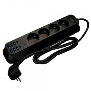 POWER FORTRESS - 4xSCHUKO+ 6xUSB 2m BLACK-MX-ST05