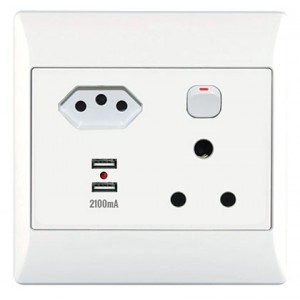 ACDC 1x16A + 1 Euro + USB Socket Outlet 4x4 With White Cover