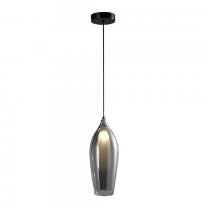 Bright Star Lighting - Metal Pendant with Smoke Colour Outer Glass and Frosted Inner Glass