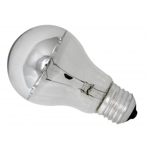 E27 60w Lightbulb - Incandescent Shadowless Half Mirror Globe 
