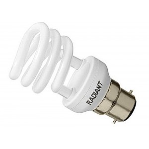 RADIANT B22 CFL Lightbulb  - 12W / Cool White / Mini Twist 