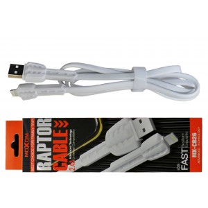 CABLE - USB MOXOM - SamsungMicro RAPTOR 2.4A Whit