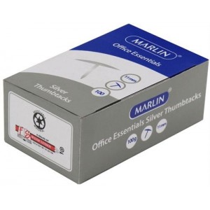 Marlin Office Essentials Thumbtacks 11mm - Silver - 100 Pack