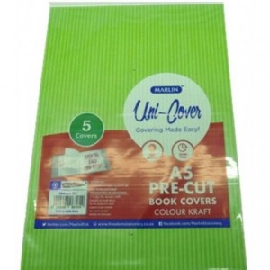 Marlin Kids A5 Precut Book Cover - Green - 5 Pack