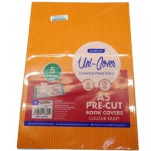 Marlin Kids A5 Precut Book Cover - Orange - 5 Pack