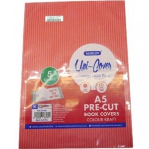 Marlin Kids A5 Precut Book Cover - Red - 5 Pack