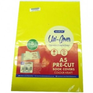 Marlin Kids A5 Precut Book Cover - Yellow - 5 Pack