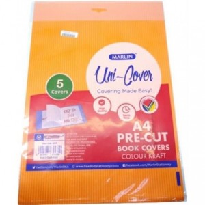 Marlin Kids A4 Precut Book Cover - Orange - 5 Pack