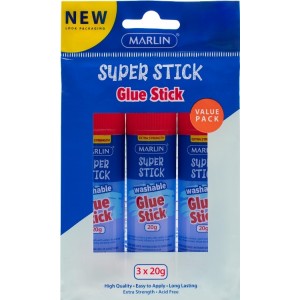 Marlin Non Toxic 21g Glue Stick - Value Pack of 3