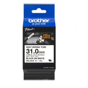 Brother HSe-261E Black on White Heat Shrink Tube Tape – 31.0mm