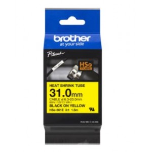 Brother HSe-661E Black on Yellow Heat Shrink Tube Tape – 31.0mm