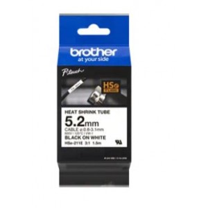 Brother HSe-211E Black on White Heat Shrink Tube Tape – 5.2mm